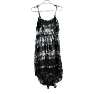 Band of Gypsies black and white lace trim hi-low hem dress mullet sundress